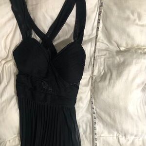 X Small black lace sleeveless floor length gown